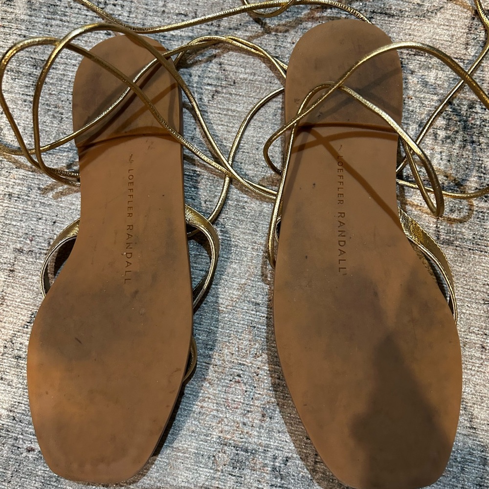 Loeffler Randall Gold Strappy Gladiator Sandals Size 7 - Picture 4 of 5